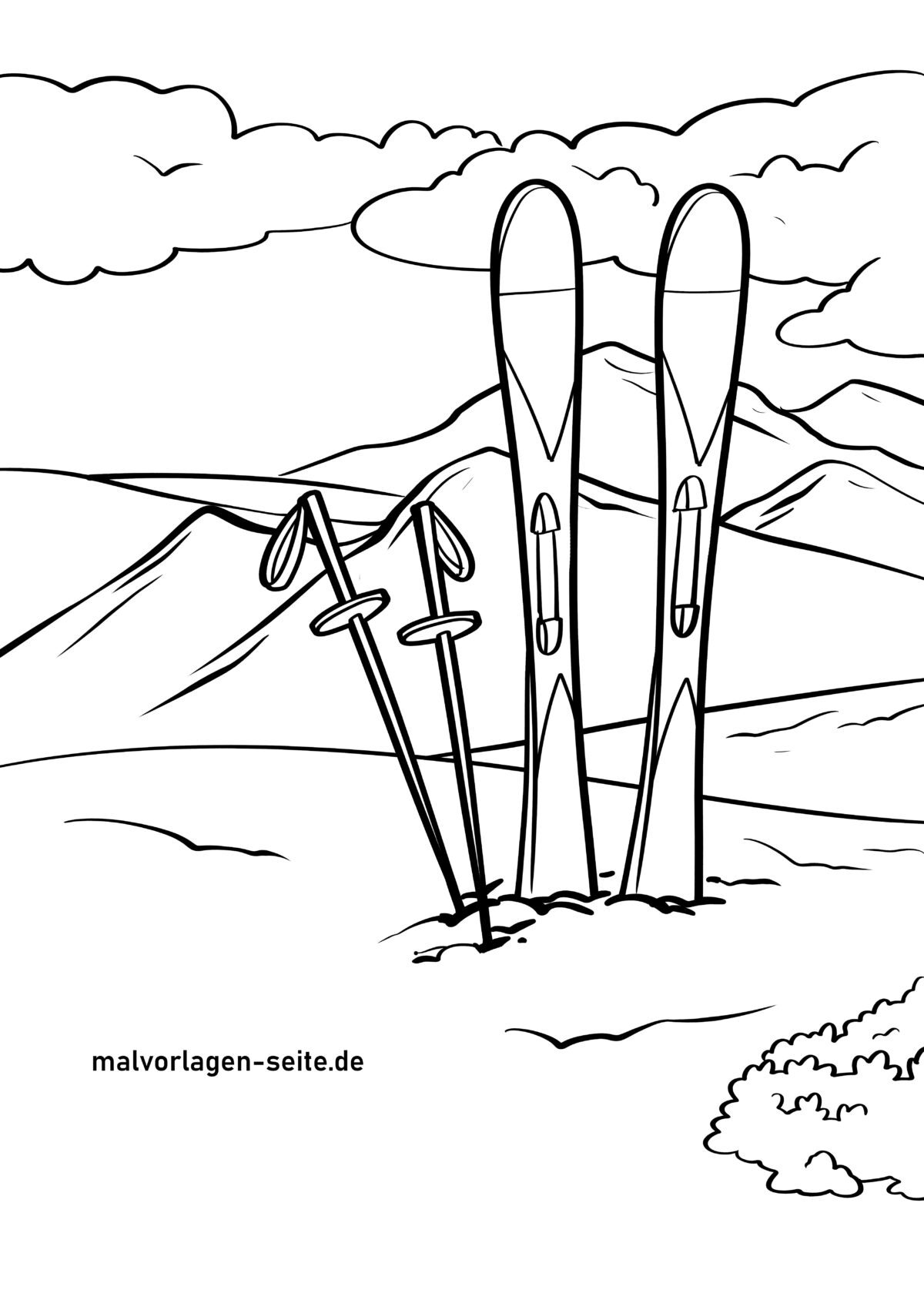 Malvorlage Skifahren Landschaft