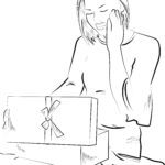 Malvorlage Frau mit Geschenk