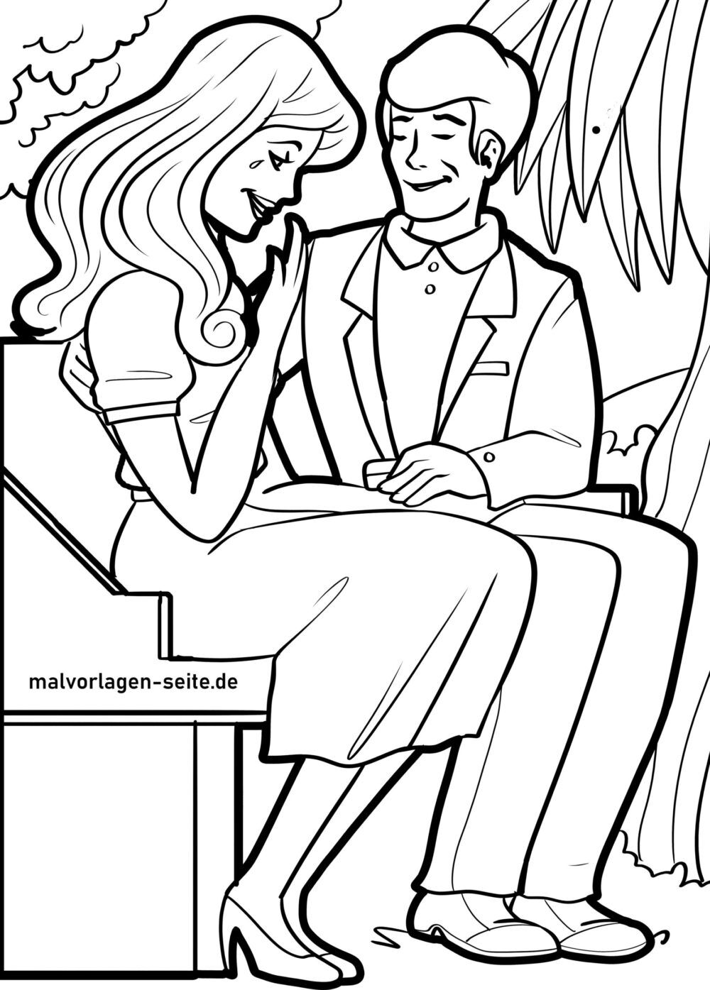 Malvorlage Paar - Verabredung
