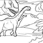 Malvorlage Dinosaurier auf der Jagd