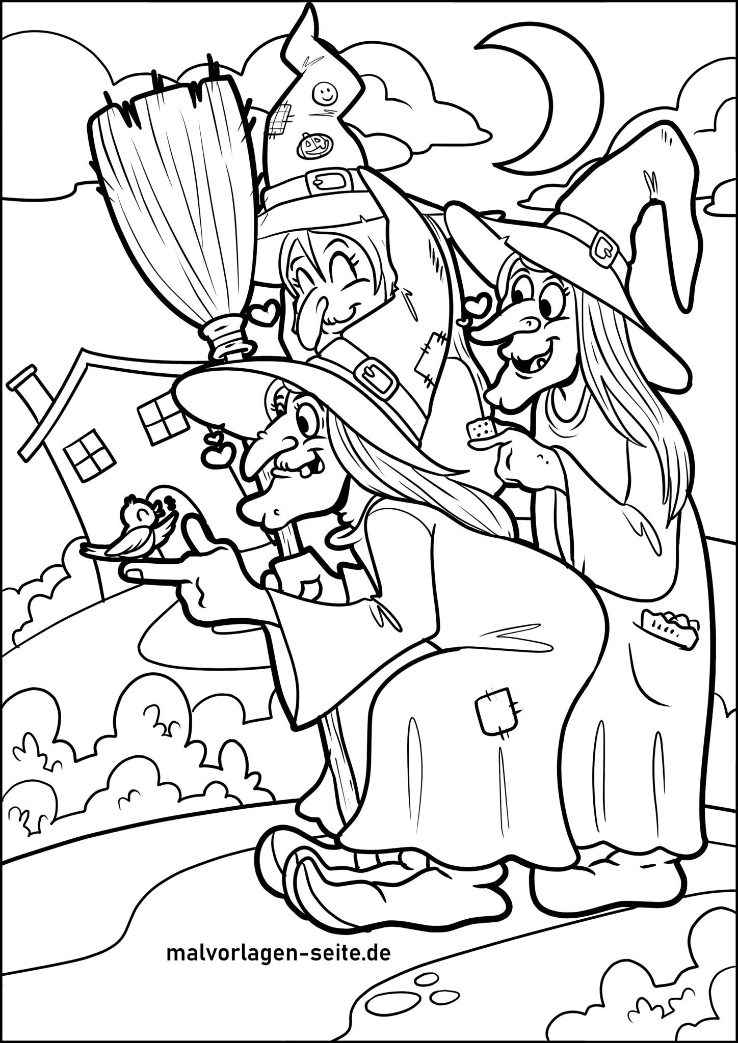  Malvorlage Hexen - Hexe - Jetzt kostenlos herunterladen Motiv 