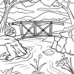 Malvorlage Steg über Bachlauf