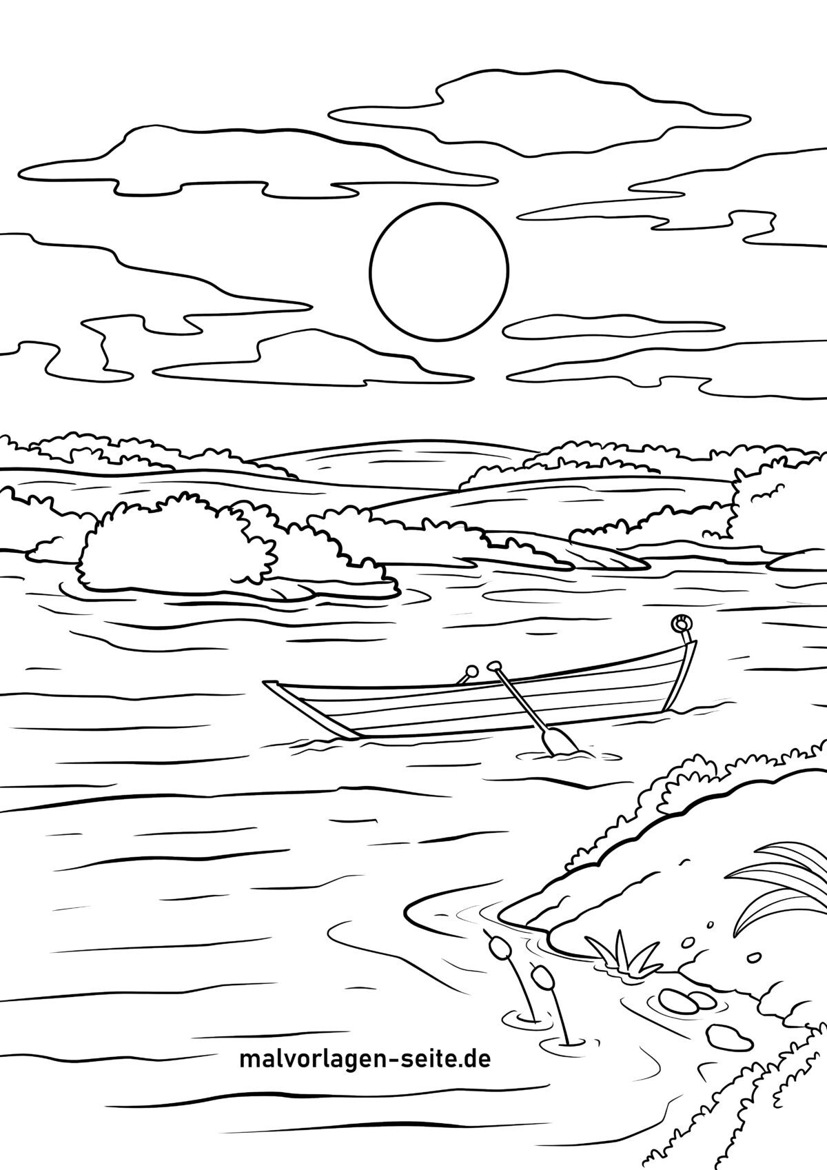 Malvorlage Landschaft Teich Ausmalbild kostenlos herunterladen