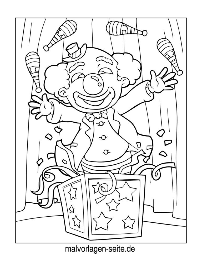 Malvorlage Clown | Ausmalbild kostenlos herunterladen