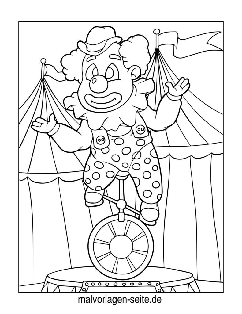  Malvorlage Clown - Ausmalbild kostenlos herunterladen 