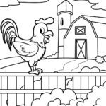 Malvorlage Hühner Malvorlage Hahn auf dem Bauernhof