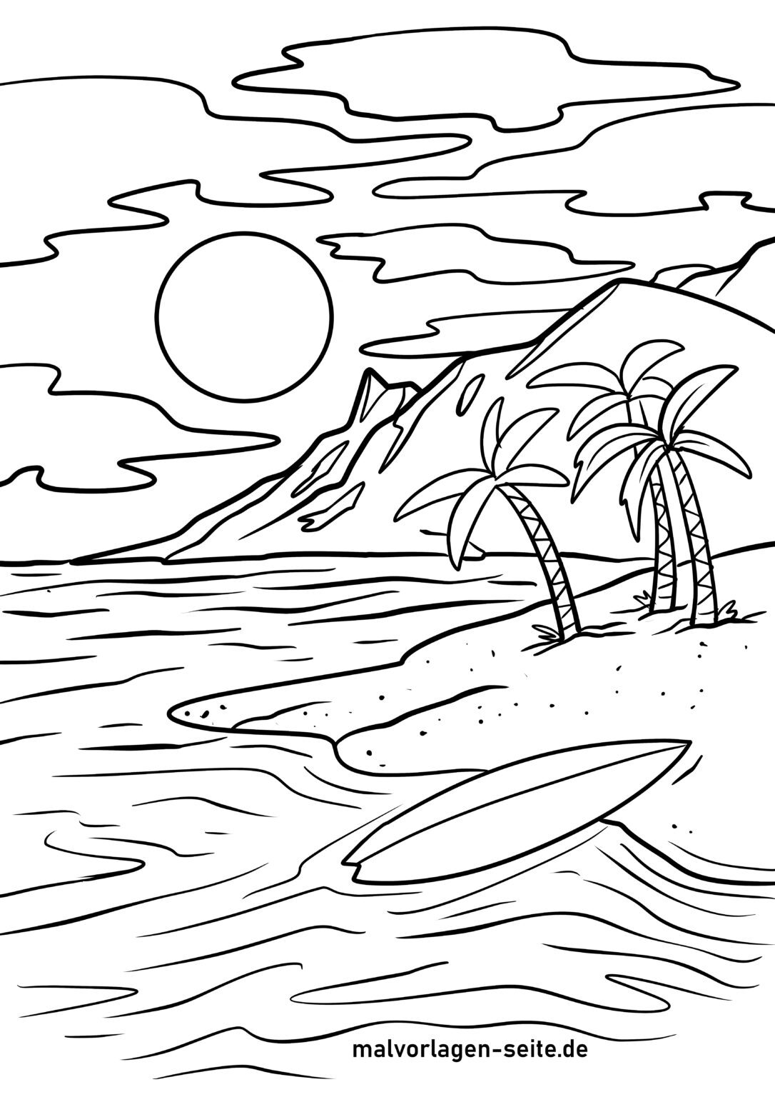  Foto zu Malvorlage Strand und Meer - Jetzt kostenlos herunterladen 