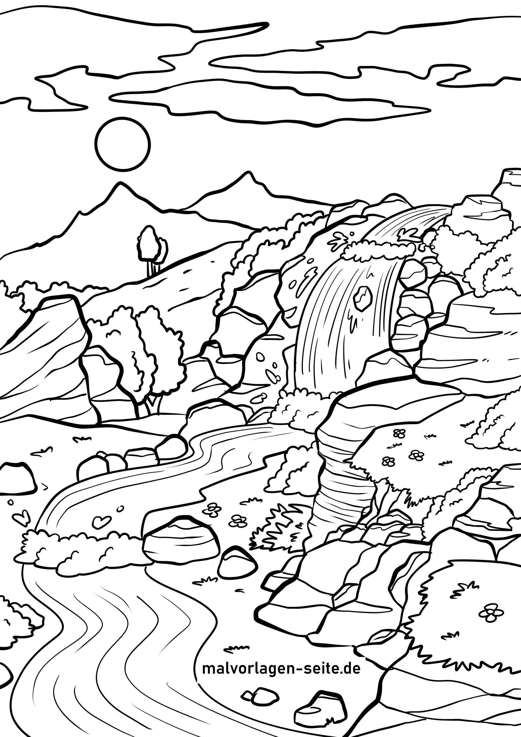 Malvorlage Wasserfall