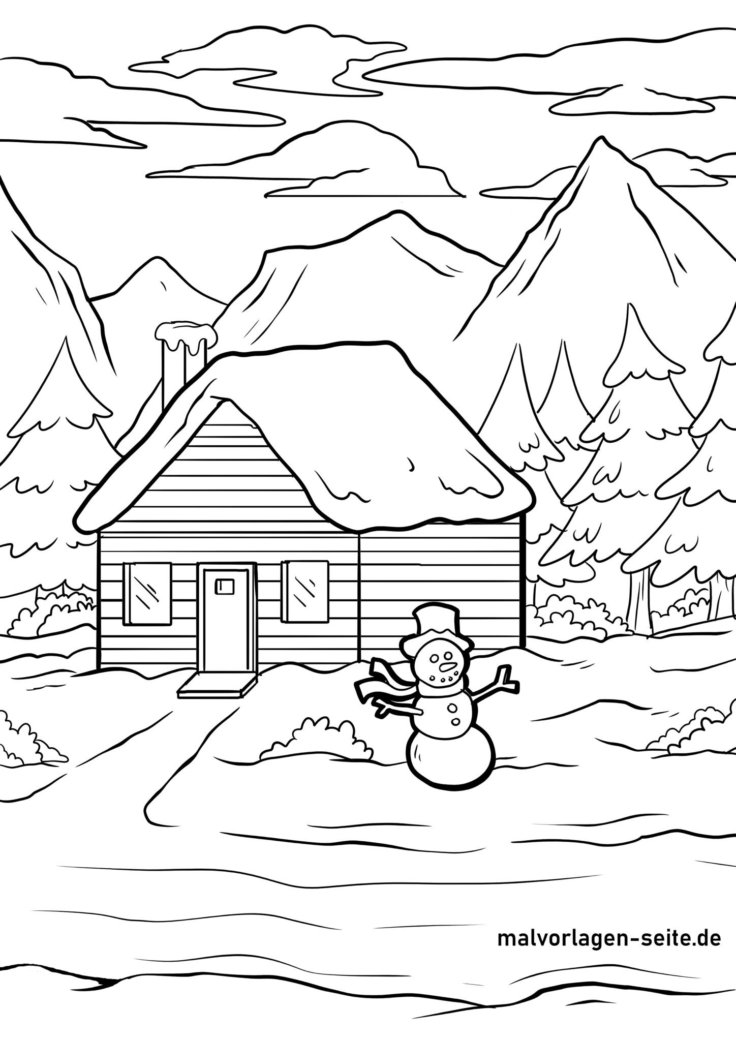  Malvorlage Winter Landschaft - Jetzt kostenlos herunterladen Illustration 