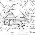 Malvorlage Winter Landschaft