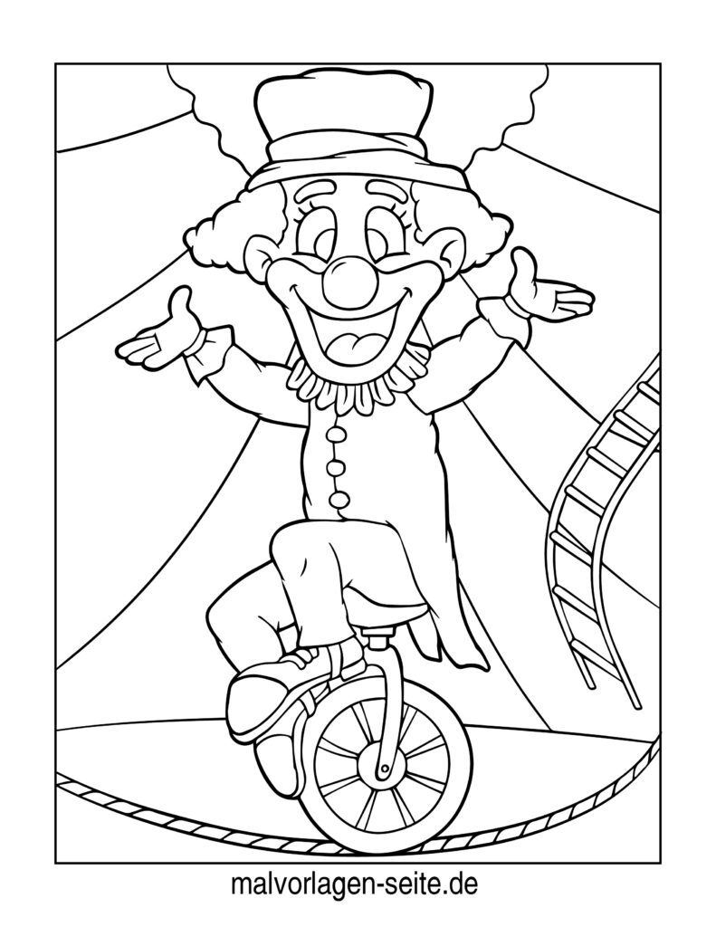  Malvorlage Clown - Ausmalbild kostenlos herunterladen Motiv 