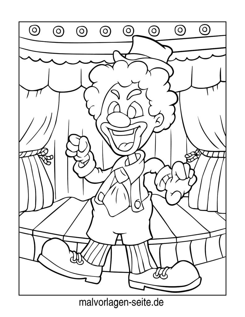  Malvorlage Clown - Ausmalbild kostenlos herunterladen Motiv 
