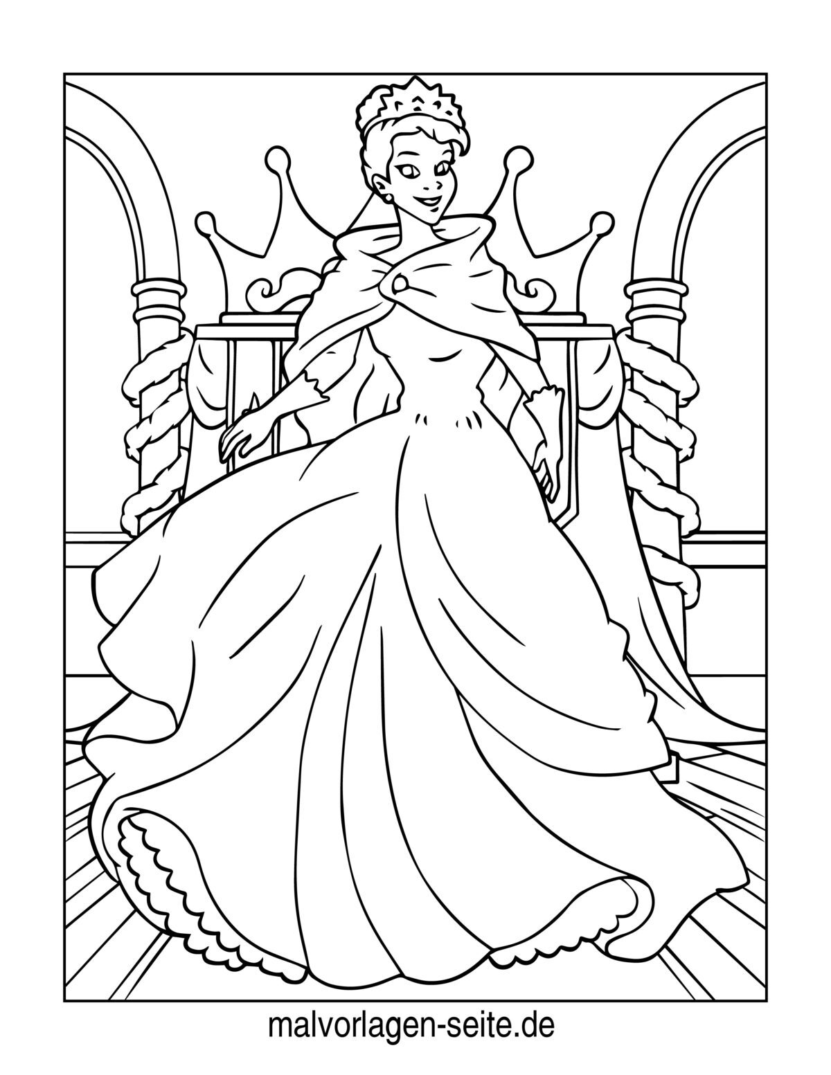 Malvorlage Prinzessin vor ihrem Thron