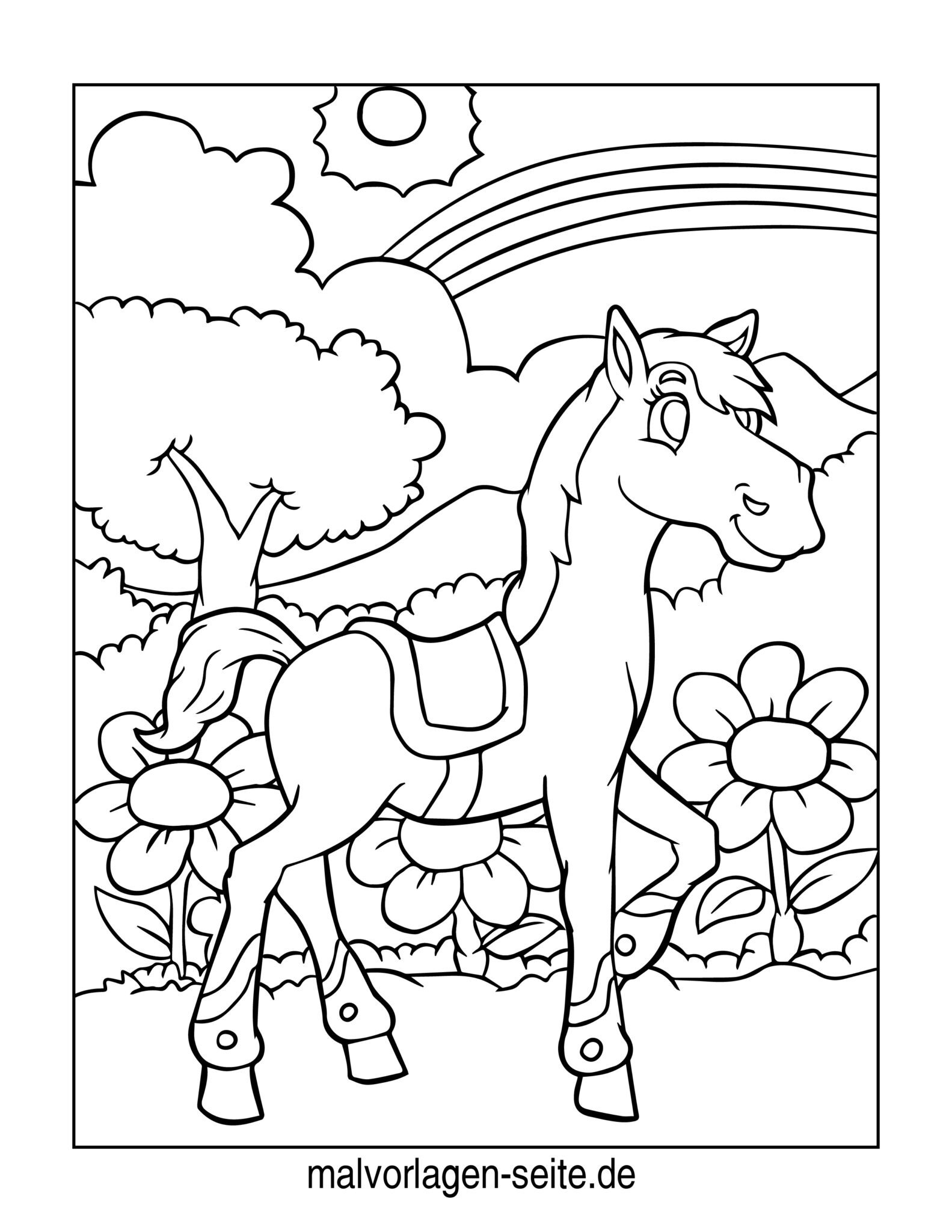  Malvorlage Pferd - Ausmalbild kostenlos herunterladen Illustration 