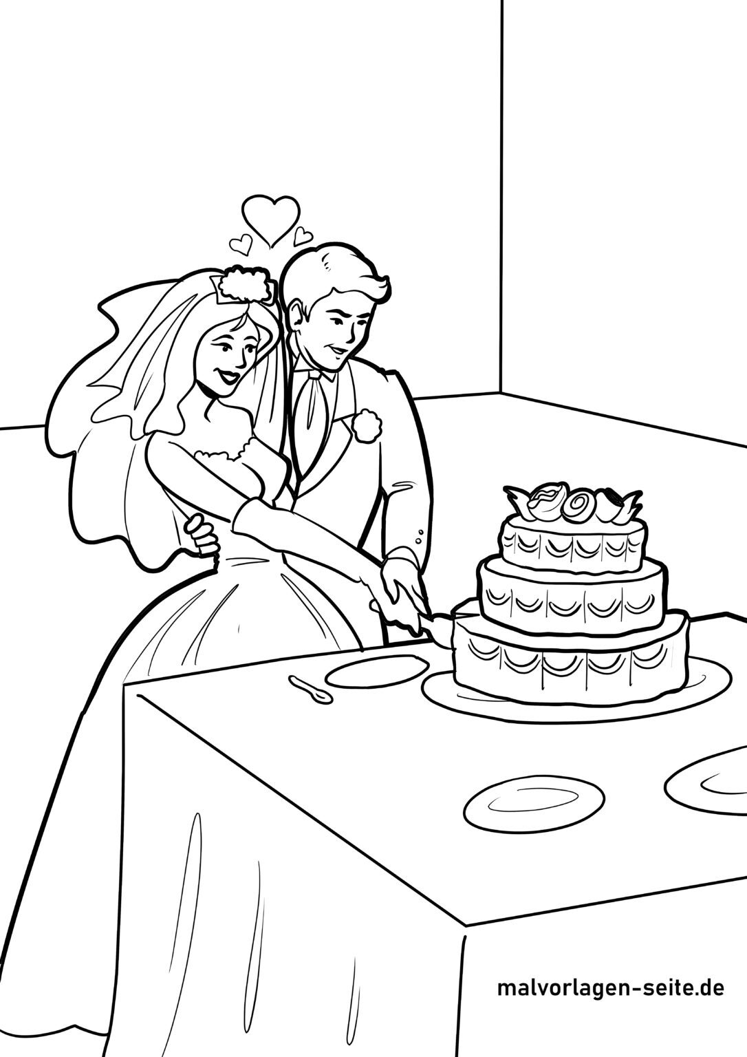  Foto zu Malvorlagen zum Thema Hochzeit kostenlos ausmalen für Kinder 