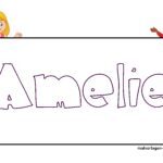 Namensschild Vorlage Amelie Namensschild Amelie - kostenlose Vorlage