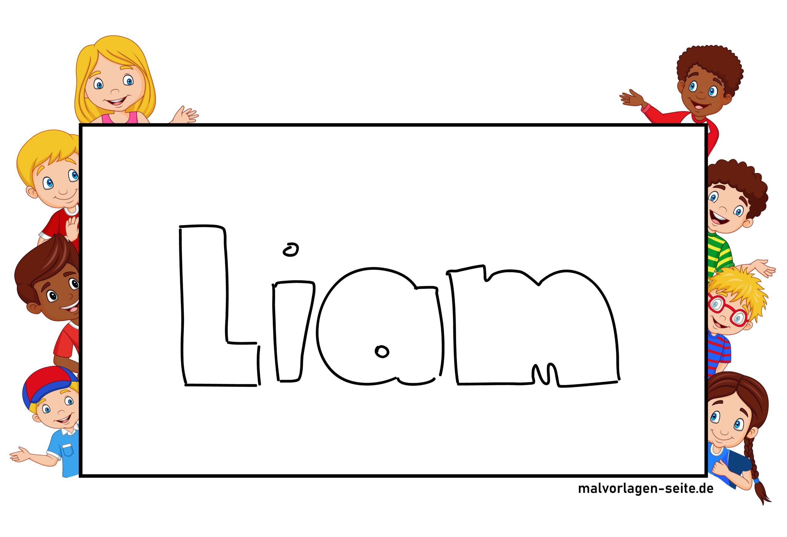 Namensschild Liam - kostenlose Vorlage