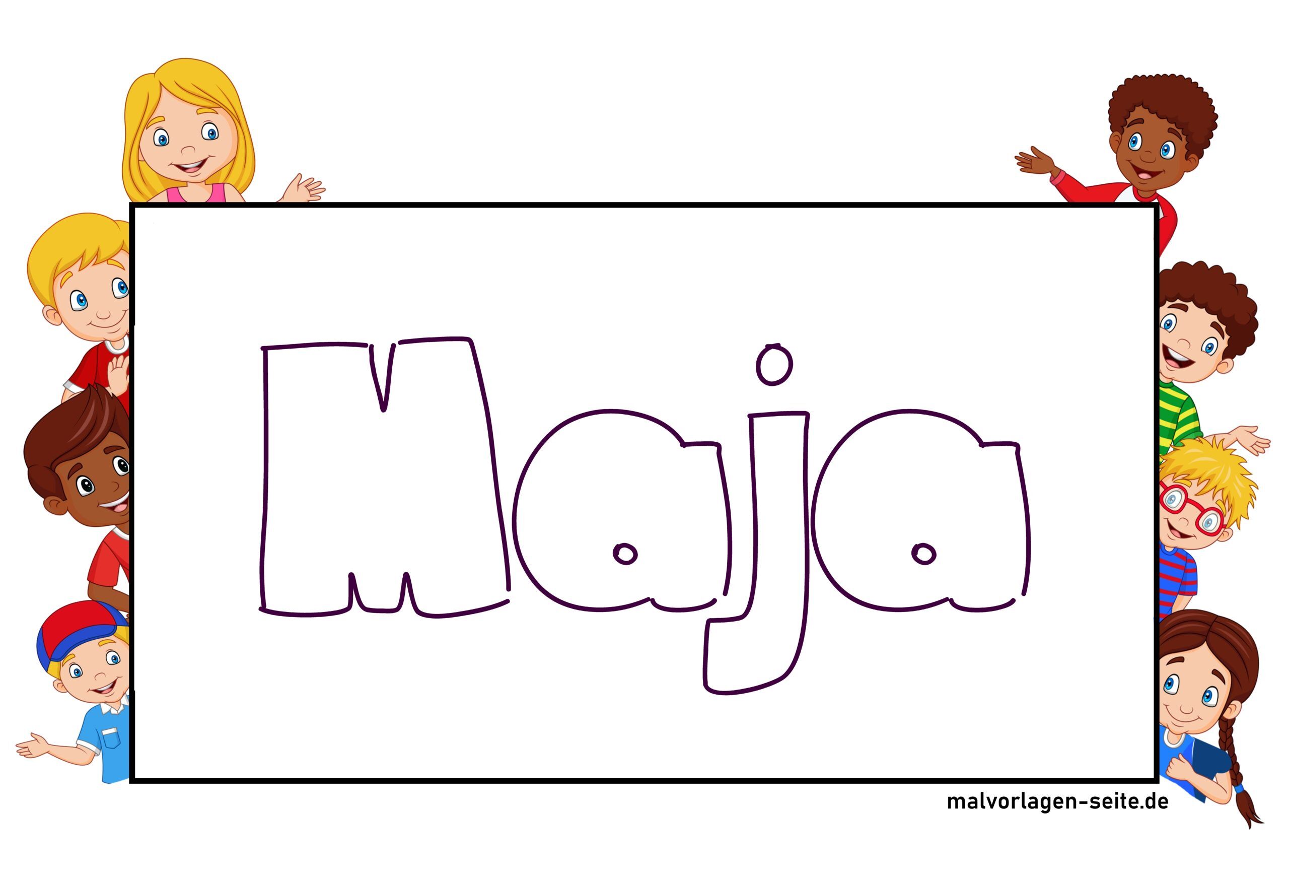Namensschild Maja - kostenlose Vorlage