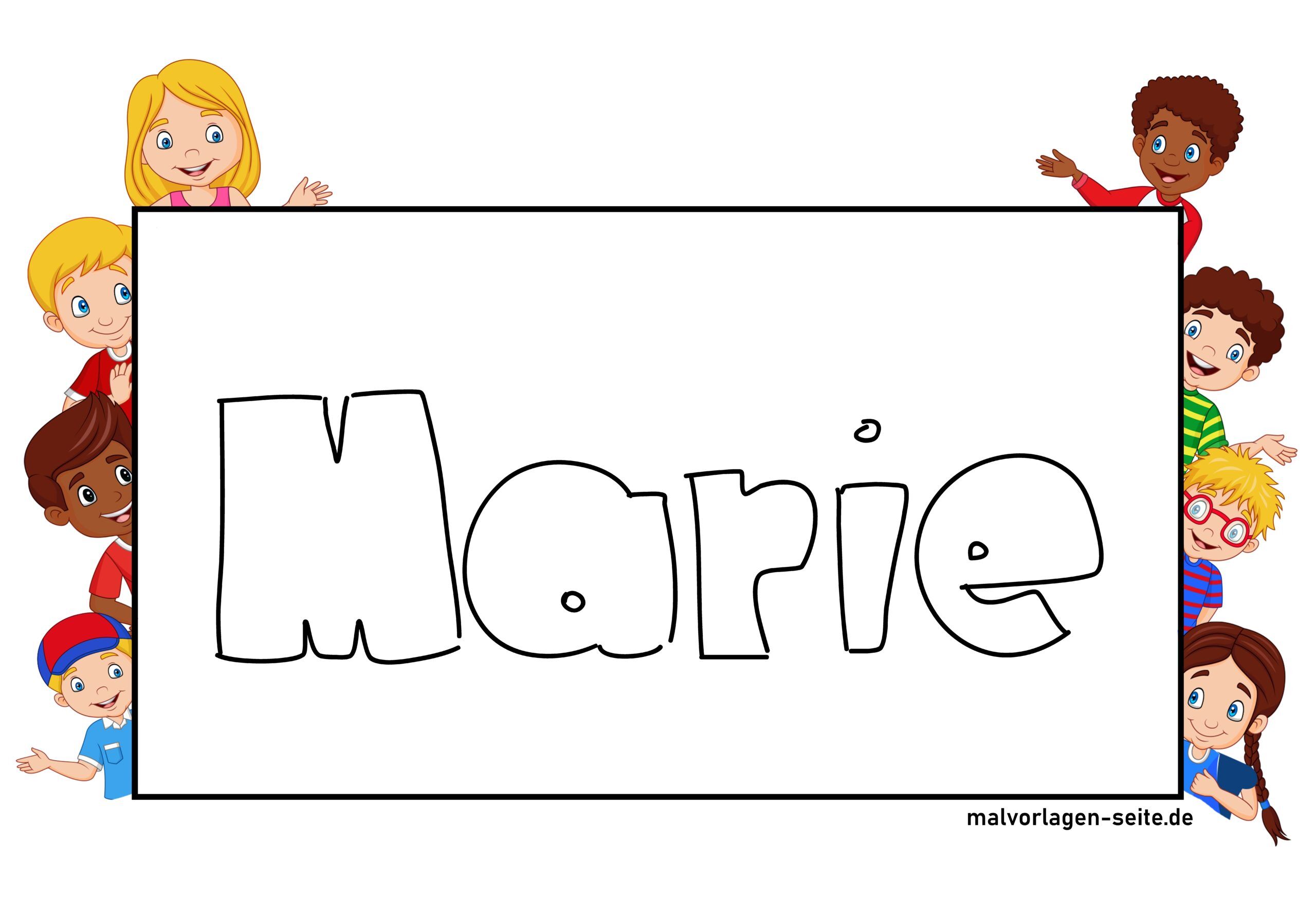 Namensschild Marie - kostenlose Vorlage