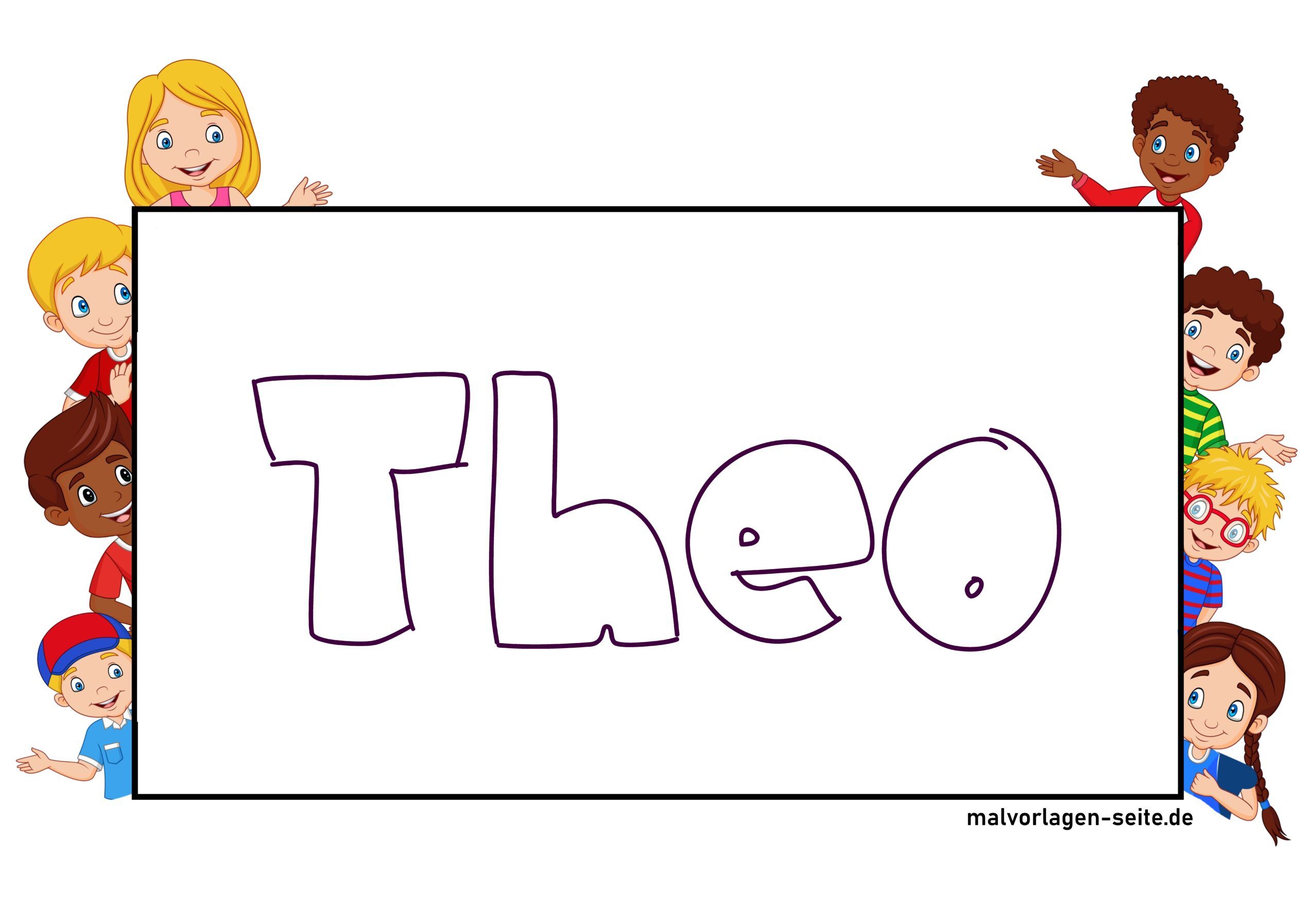 Namensschild Theo - kostenlose Vorlage