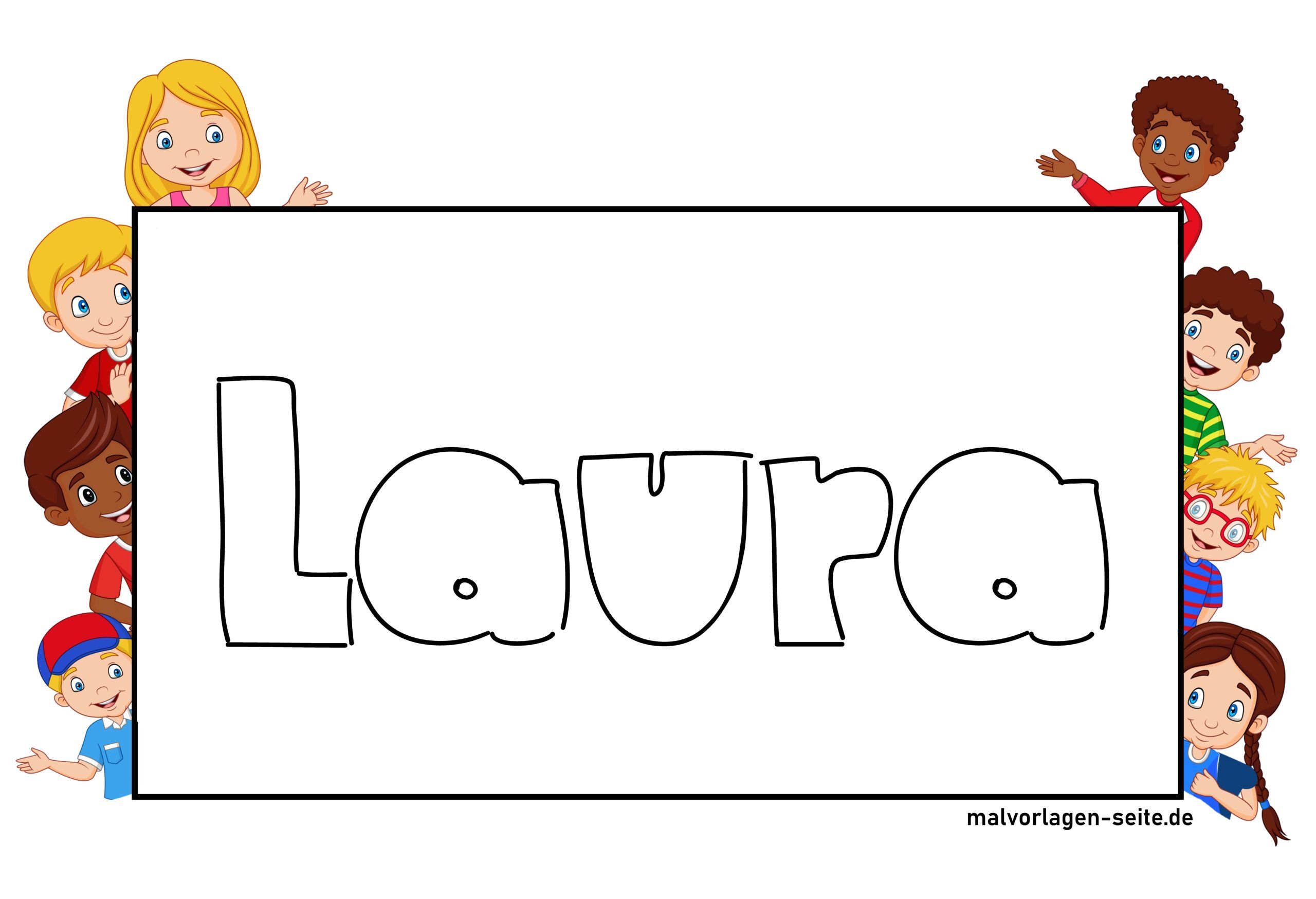 Namensschild Laura - kostenlose Vorlage