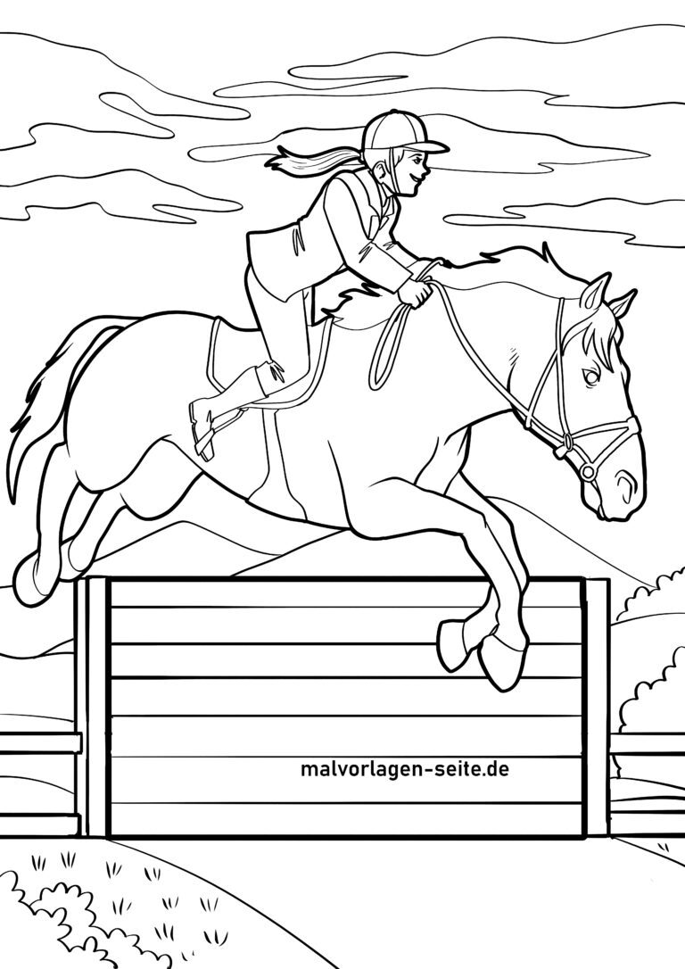 Malvorlage Pferde und Reiten | Jetzt kostenlos herunterladen