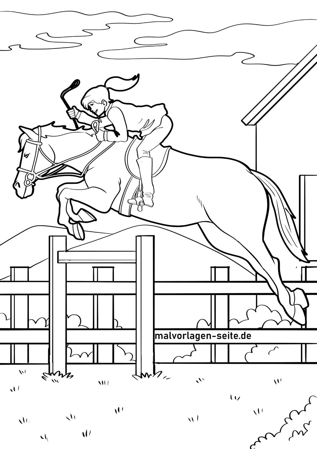 Malvorlage Pferd und Reiten | Ausmalbild kostenlos herunterladen