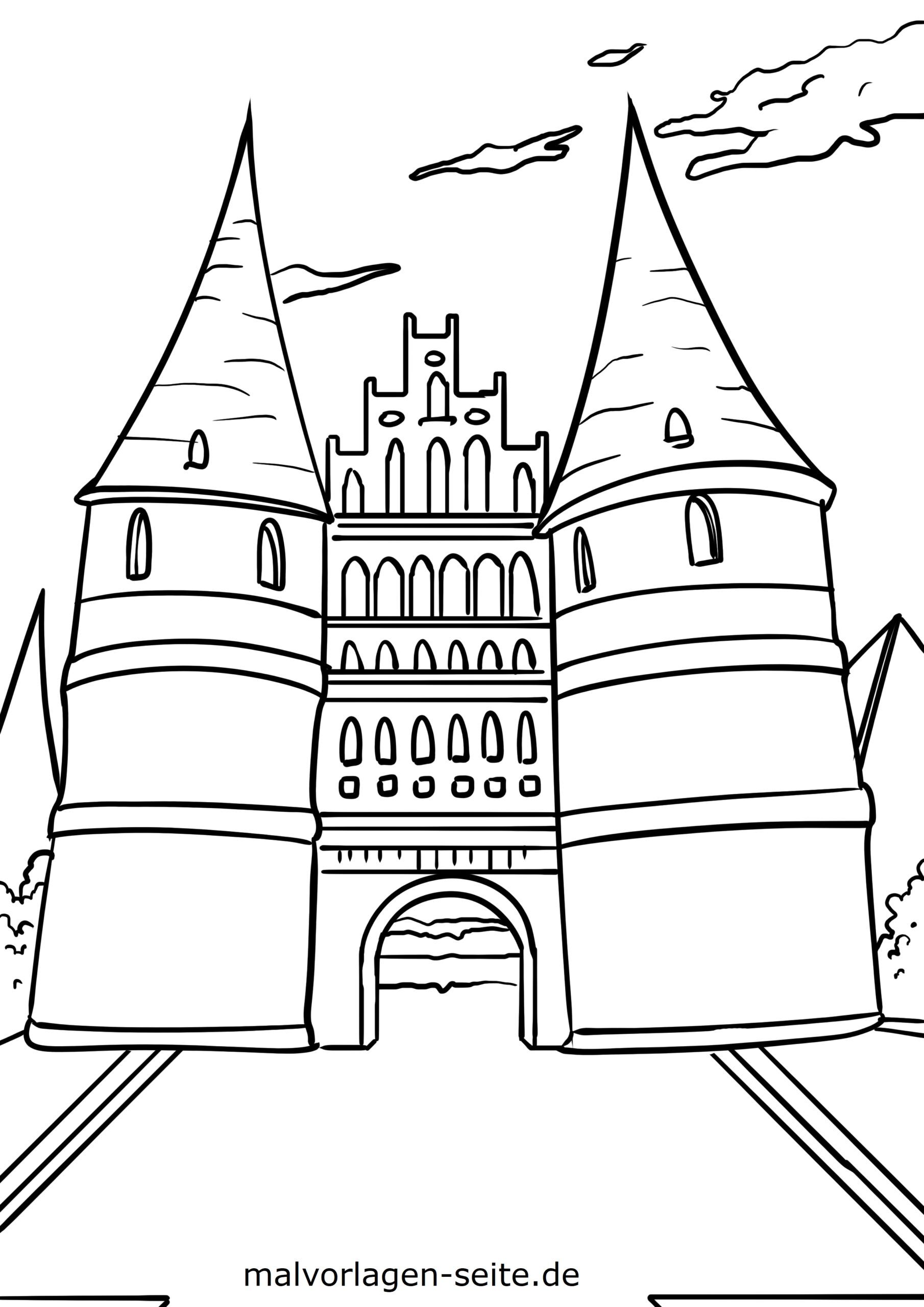 Malvorlage Holstentor in Lübeck