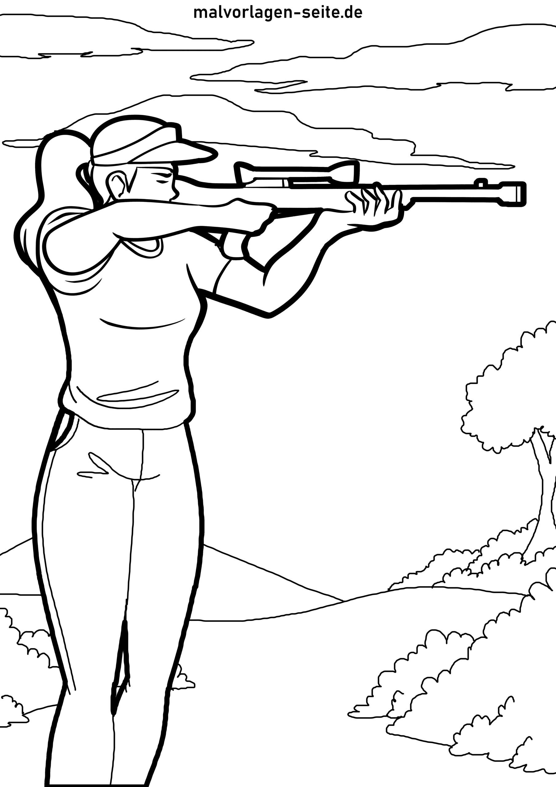 Malvorlage Schießsport - Gewehr