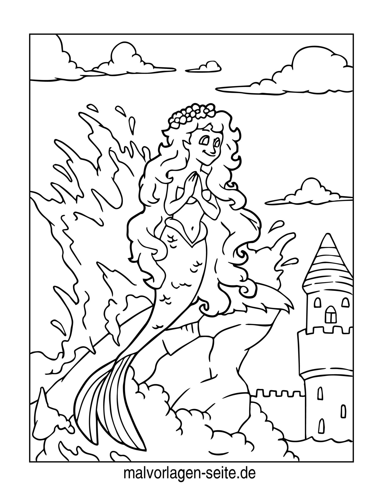  Malvorlage Meerjungfrau - Ausmalbild kostenlos herunterladen Illustration 