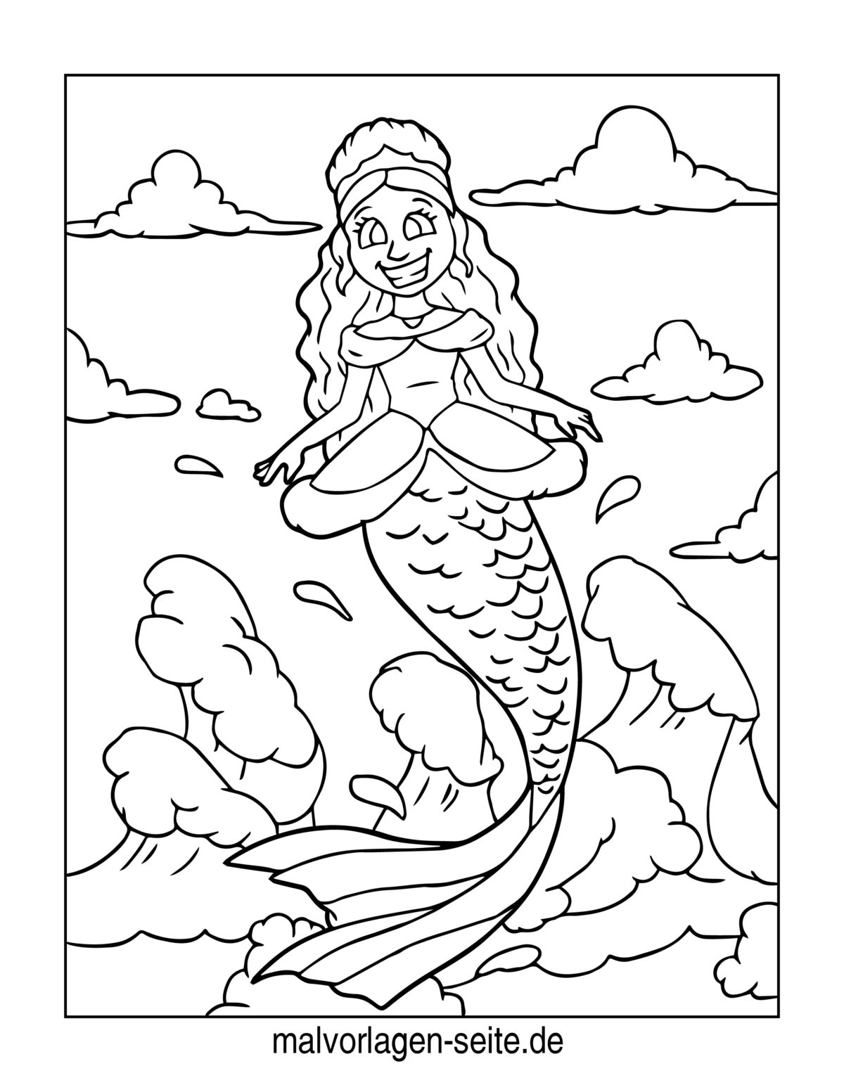  Malvorlage Meerjungfrau - Ausmalbild kostenlos herunterladen Motiv 