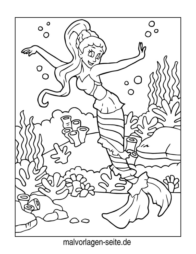  Malvorlage Meerjungfrau - Ausmalbild kostenlos herunterladen 