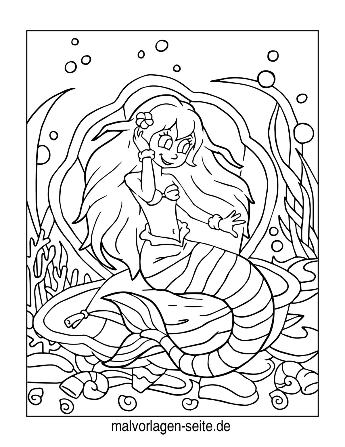  Malvorlage Meerjungfrau - Jetzt kostenlos herunterladen Illustration 