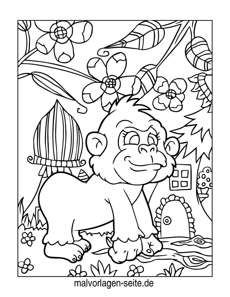 Ausmalbilder Affen kostenlos herunterladen, drucken und ausmalen Bildidee 