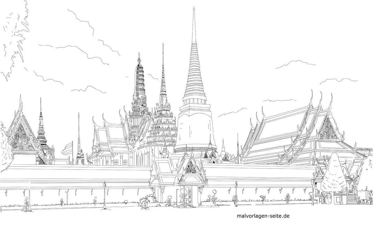 Malvorlage Wat Phra Kaeo - Tempel des Smaragd-Buddha, Bangkok