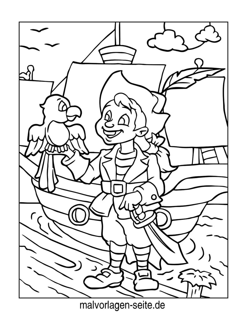 Malvorlage Piraten - Ausmalbild kostenlos herunterladen Motiv 