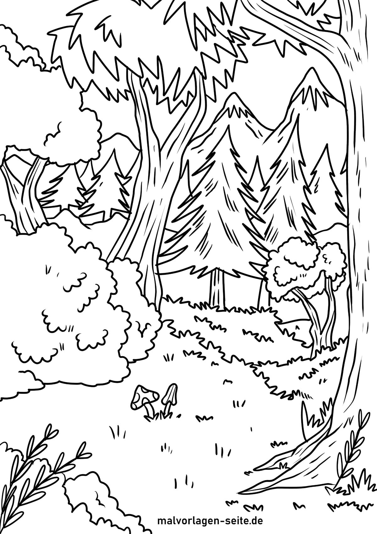 Malvorlage Wald | Jetzt kostenlos herunterladen