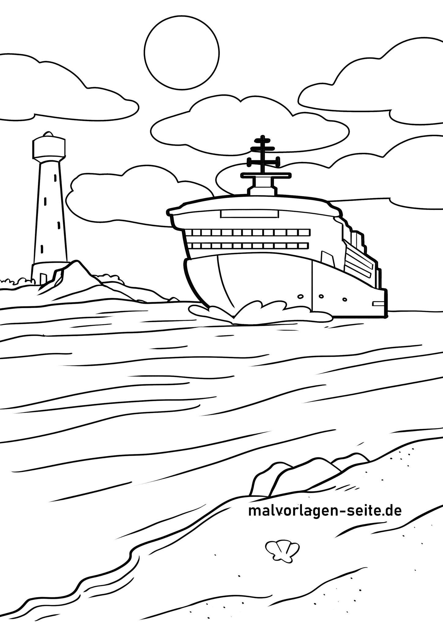  Foto zu Malvorlage Fähre - Schiffe - Ausmalbild kostenlos herunterladen 