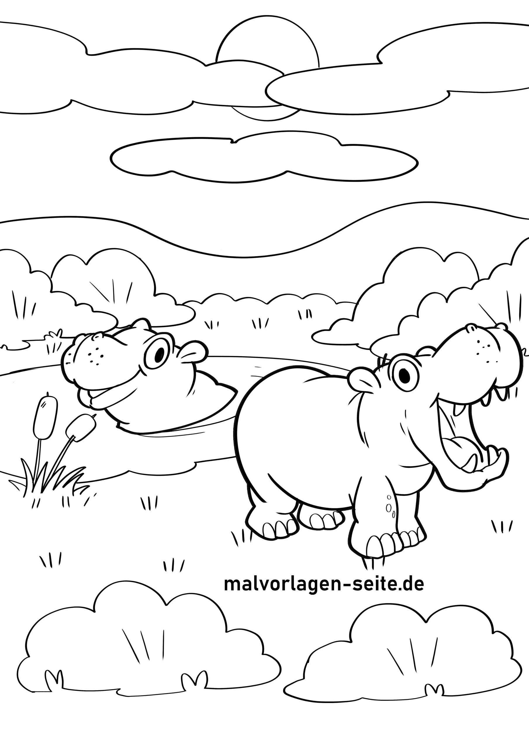 Malvorlage Flusspferd