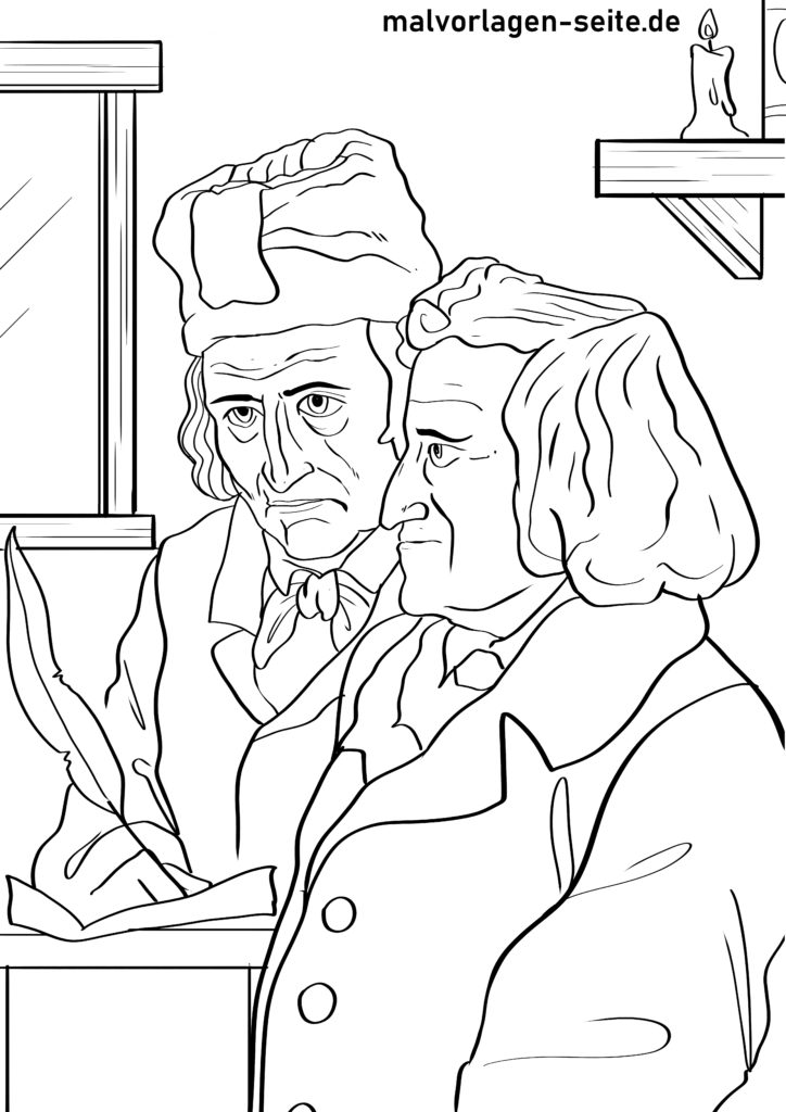 Malvorlage Gebrüder Grimm | Ausmalbild kostenlos herunterladen