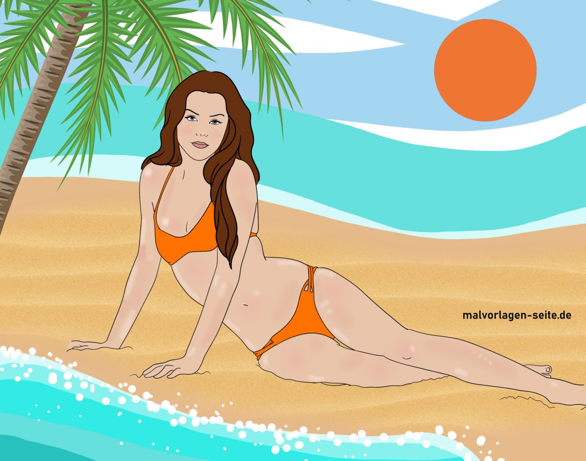Frau am Strand Bild