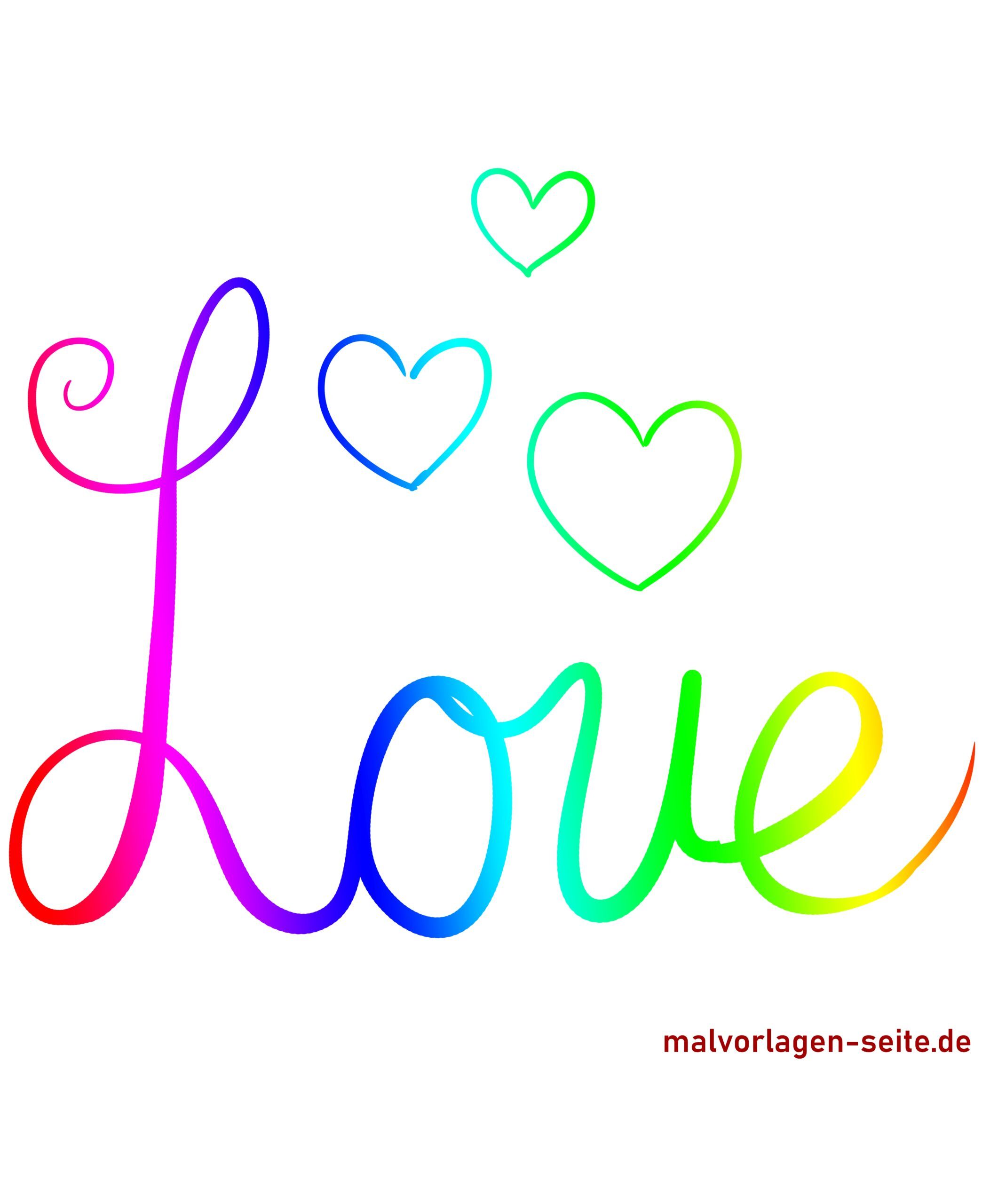 Fertige Vorlage Liebe in Regenbogenfarben
