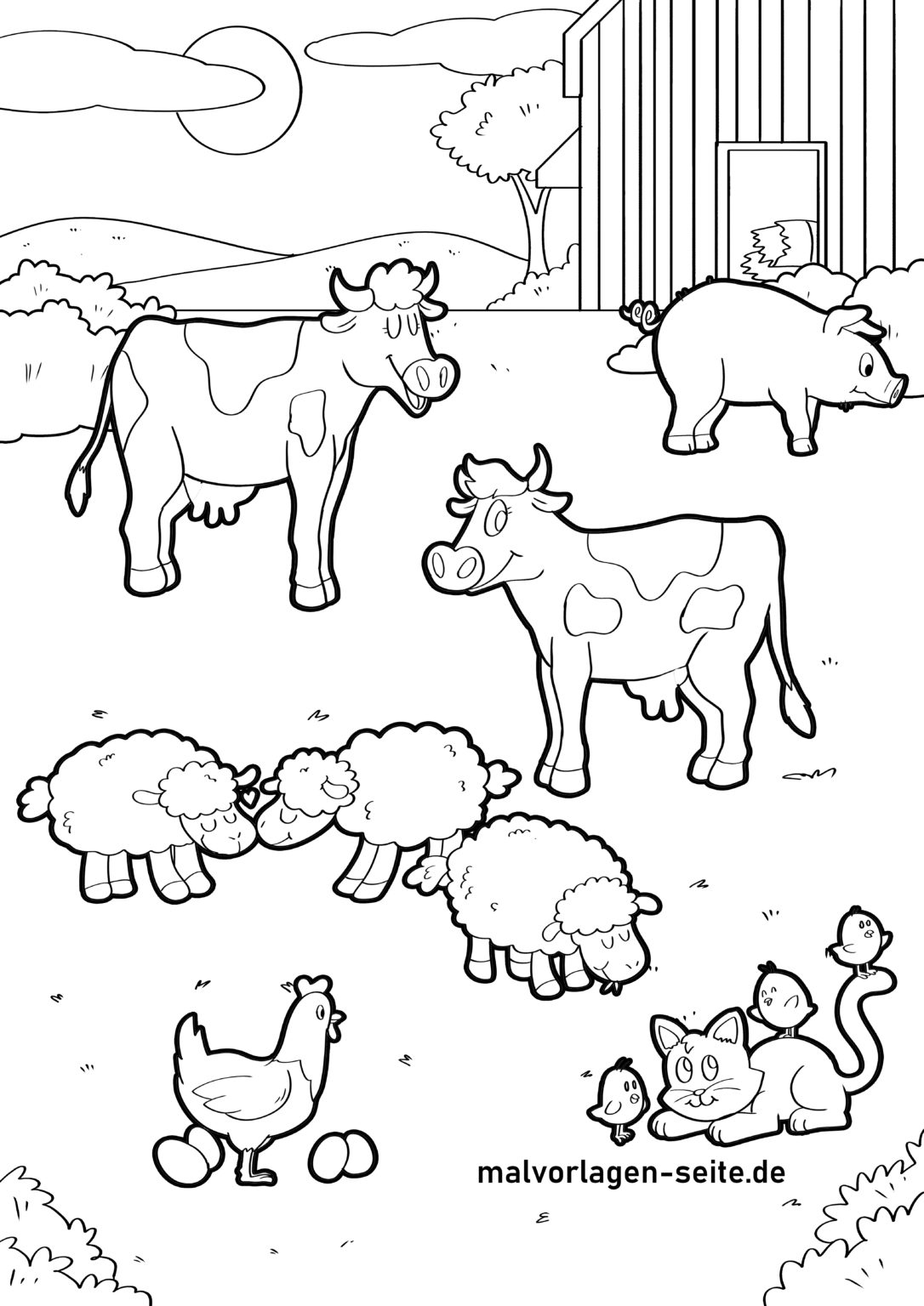  Malvorlage Bauernhof Tiere - Jetzt kostenlos herunterladen Illustration 
