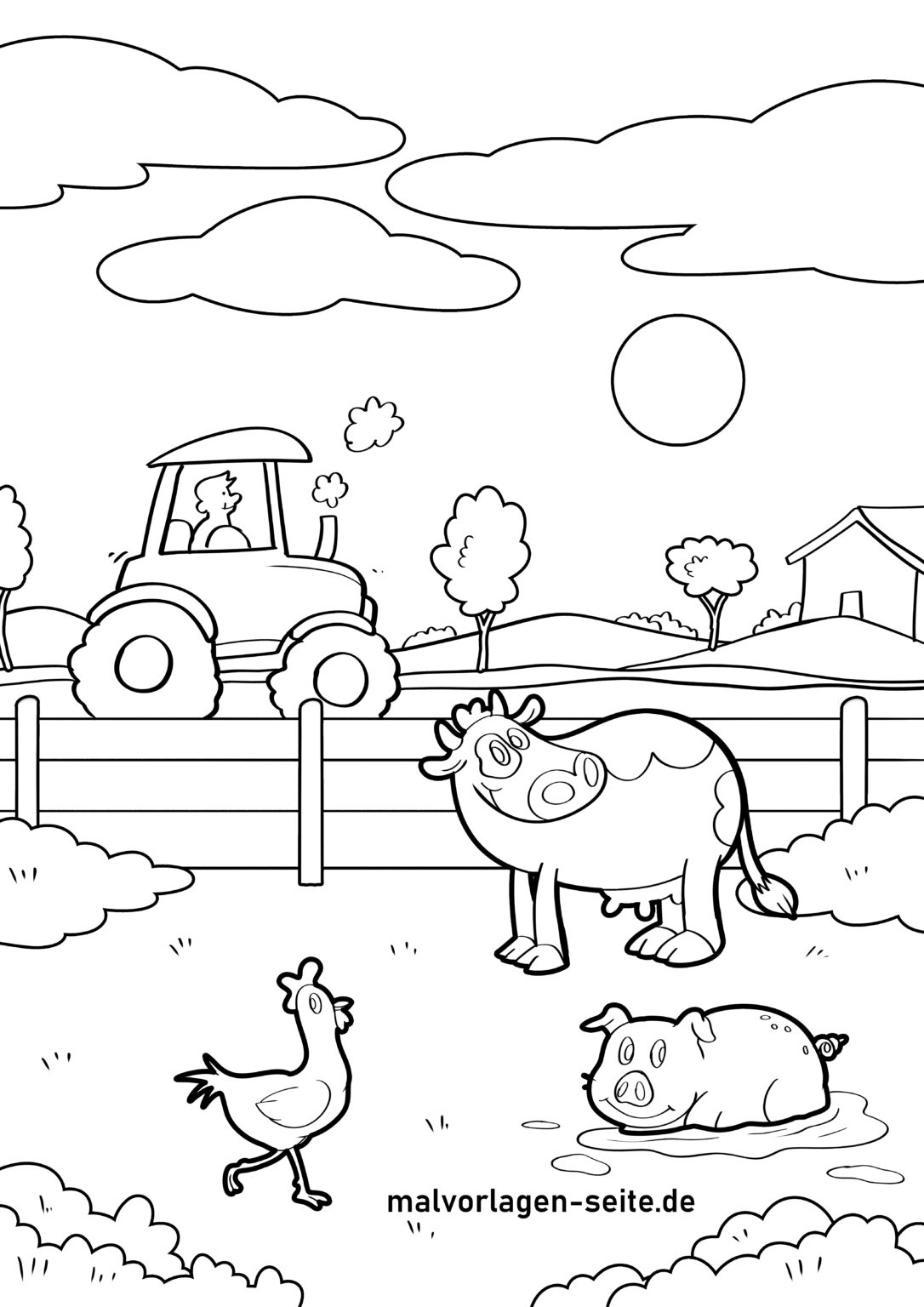  Malvorlage Bauernhof Tiere - Jetzt kostenlos herunterladen Illustration 