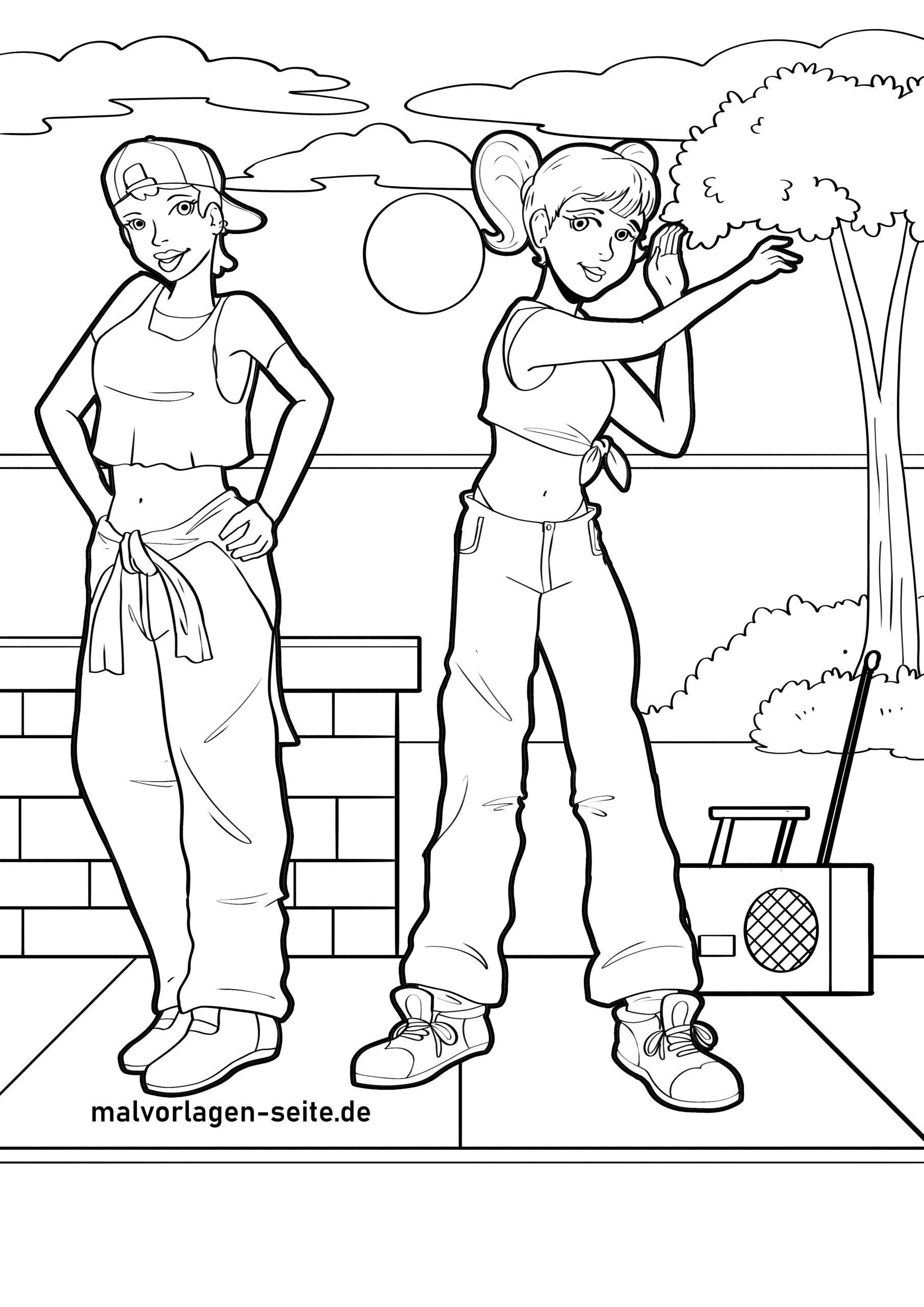 Malvorlage Tanzen - Streetdance