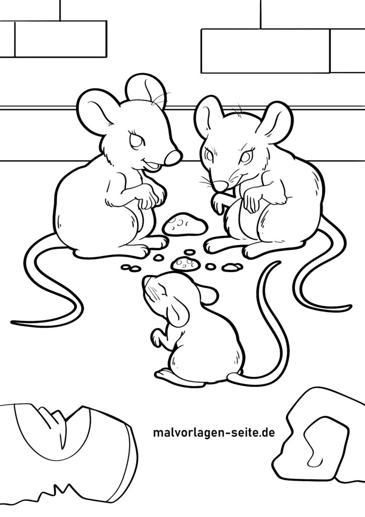 Ausmalbilder Mäuse gratis herunterladen und ausmalen