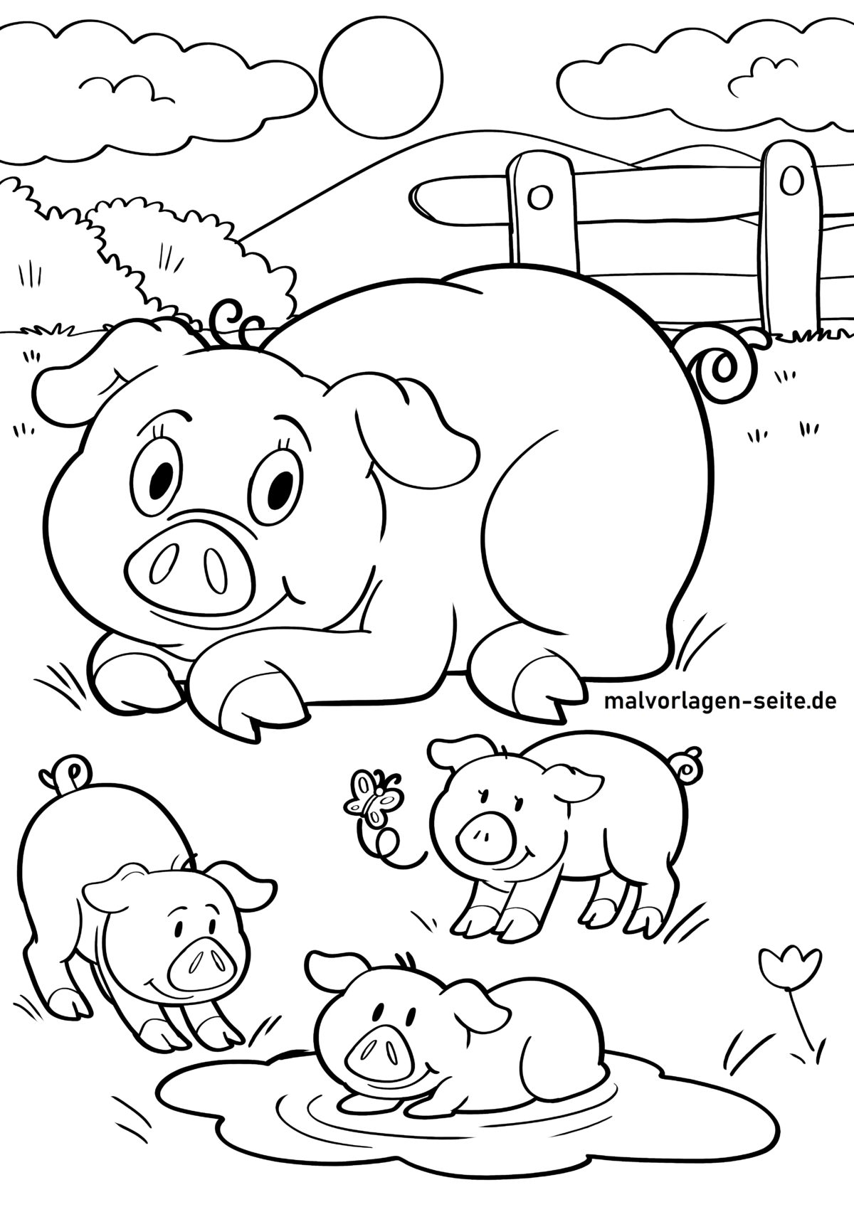  Foto zu Malvorlage Schwein und Ferkel 