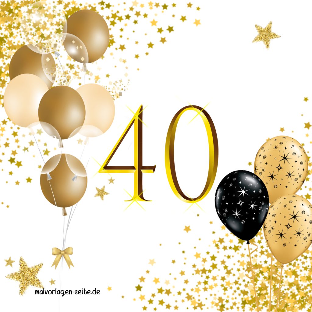 Vorlage Alles Gute zum 40. Geburtstag Ausmalbild kostenlos herunterladen