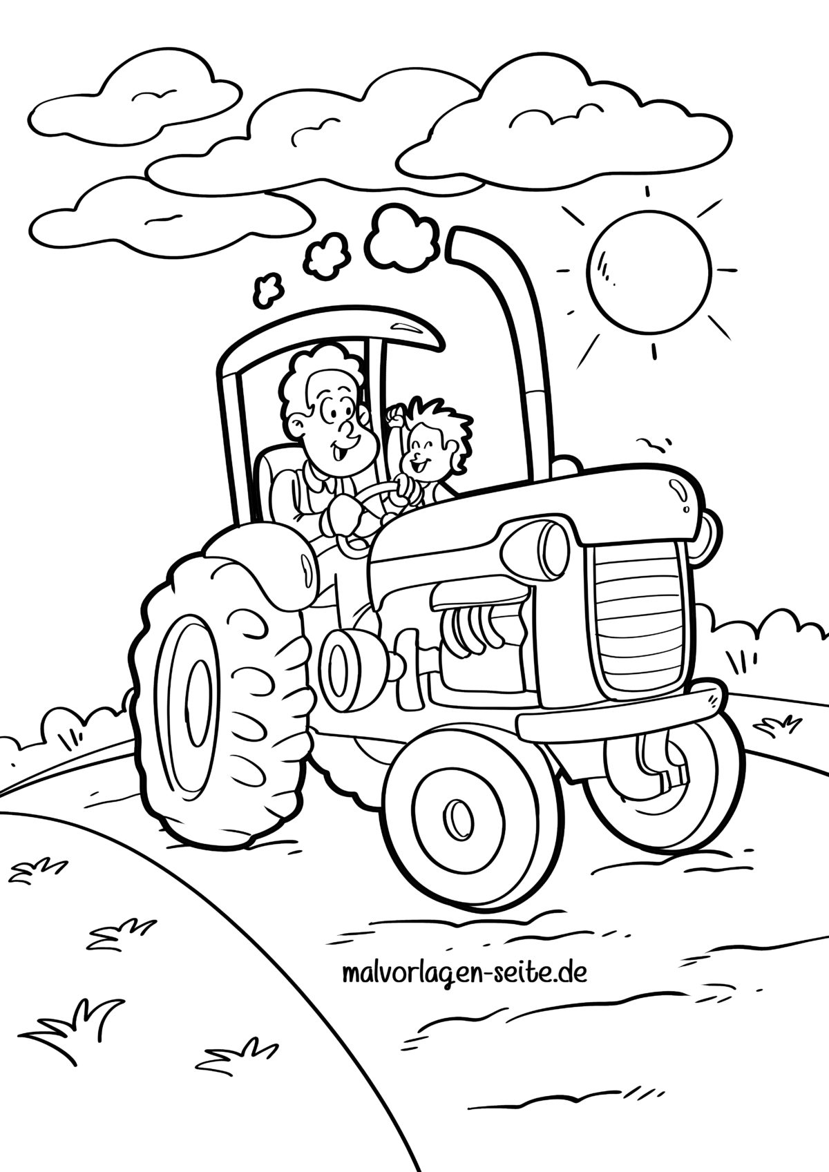 Malvorlage Traktor fahren