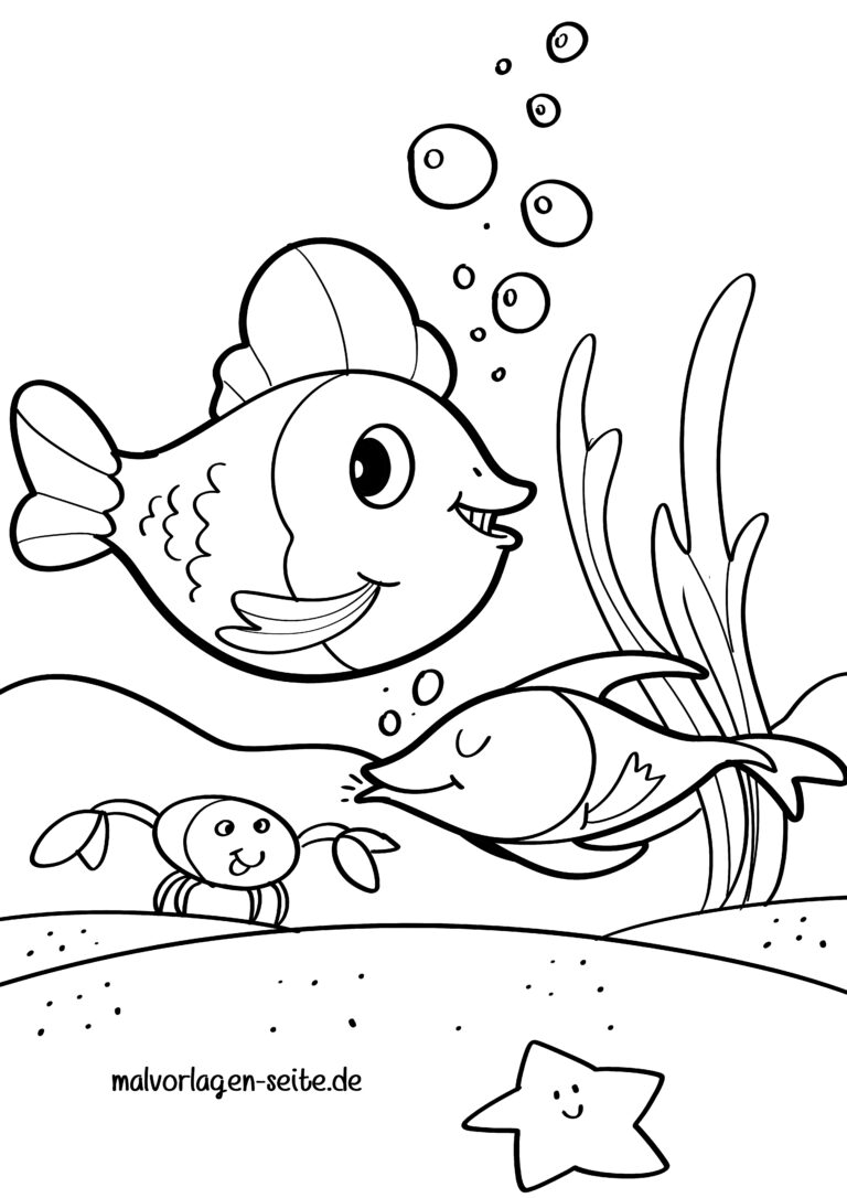  Malvorlage Fische Unterwasserwelt - Jetzt kostenlos herunterladen Illustration 